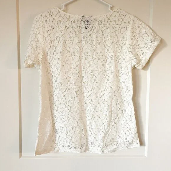 Women’s Gap White Lace Shirt Size Small - Picture 6 of 7